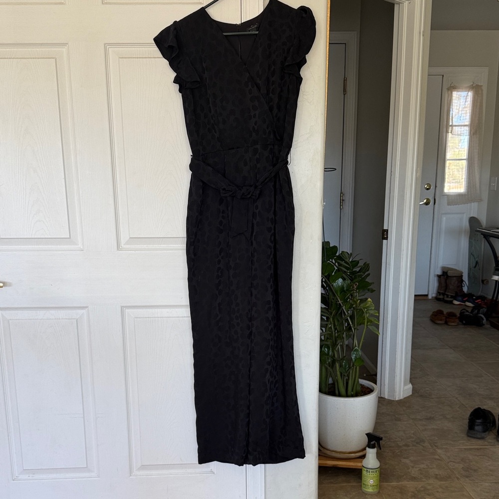 Ann Taylor Elegant Black leopard pant jumpsuit